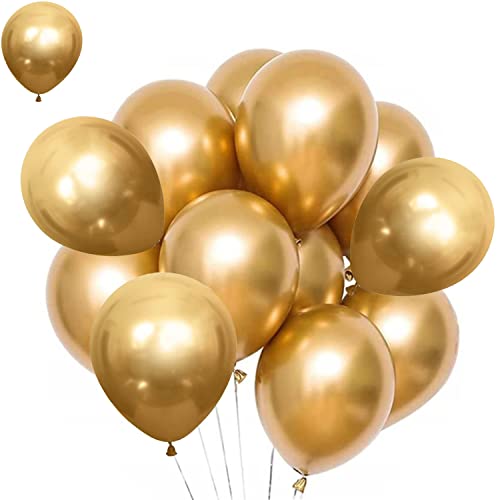 50 Stück Goldene Luftballons,Gold Metallic Luftballons,Luftballons Metallic,Latex Ballons Metallic,12 Zoll Golden Chrom Luftballons Helium,Hochzeit Dekorationen Geburtstagsparty Liefert von OUOQI