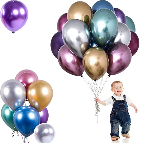 50 Stück Mehrfarbig Luftballons,Mehrfarbig Metallic Luftballons,Luftballons Metallic,Latex Ballons Metallic,12 Zoll Chrom Luftballons Helium,Hochzeit Dekorationen Geburtstagsparty Liefert von OUOQI