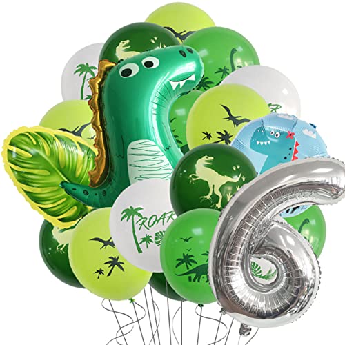 Folienballon Dinosaurier,Dino Luftballon,Dino Geburtstag Dekoration Großes Dinosaurier Happy Birthday Luftballon 6,Dino Luftballons Party,Kindergeburtstag Dino Heliumballon für Geburtstag Geschenk von OUOQI
