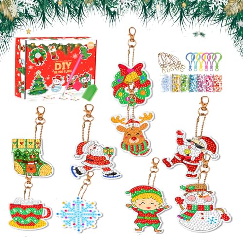 OUOQI 9 Pcs Diamant Malerei Weihnachts Kits,5D Diamant Painting Schlüsselanhänger Weihnachten,DIY Diamond Painting Schlüsselanhänger, Weihnachten Diamant Malerei Schlüsselanhänger Kits OUOQI 9 Pcs Diamant Malerei Weihnachts Kits,5D Diamant Painting Schlüsselanhänger Weihnachten,DIY Diamond Painting Schlüsselanhänger, Weihnachten Diamant Malerei Schlüsselanhänger Kits von OUOQI