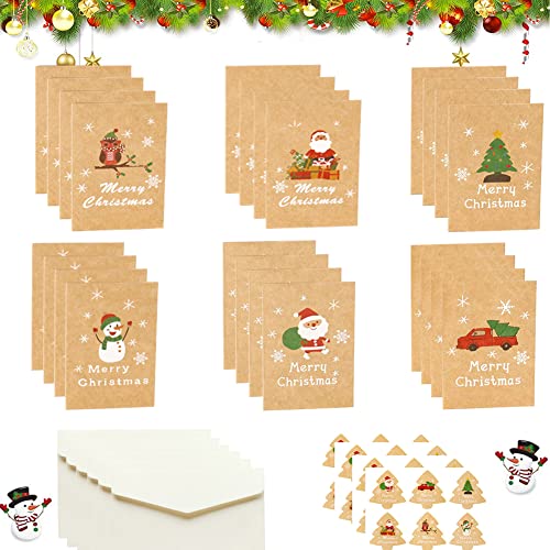 Weihnachtskarten mit Umschlag,Weihnachtskarten mit Umschlägen und Aufkleber,Exklusive Premium Weihnachtskarten,Klappkarten Blanko mit Umschlag bunt (style1) von OUOQI