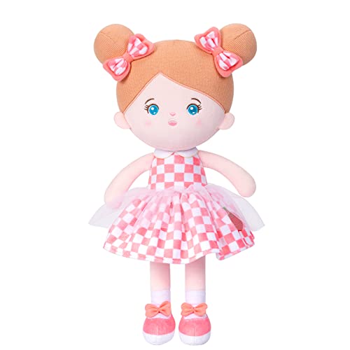 OUOZZZ Baby Puppe, Weiche Stoffpuppe mit Kleidung, Blaue Augen und Rosa Kleid Puppe Kuschelpuppe für Kinder ab 3 Monaten - Baby Geschenk zur Geburt Mädchen Jungen, 38cm OUOZZZ Baby Puppe, Weiche Stoffpuppe mit Kleidung, Blaue Augen und Rosa Kleid Puppe Kuschelpuppe für Kinder ab 3 Monaten - Baby Geschenk zur Geburt Mädchen Jungen, 38cm von OUOZZZ