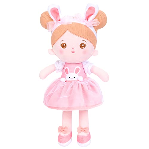 OUOZZZ Baby Puppe, Weiche Stoffpuppe mit Kleidung, Rosa Hasen-Puppe Kuschelpuppe für Kinder ab 3 Monaten - Baby Geschenk zur Geburt Mädchen Jungen, 38cm OUOZZZ Baby Puppe, Weiche Stoffpuppe mit Kleidung, Rosa Hasen-Puppe Kuschelpuppe für Kinder ab 3 Monaten - Baby Geschenk zur Geburt Mädchen Jungen, 38cm von OUOZZZ
