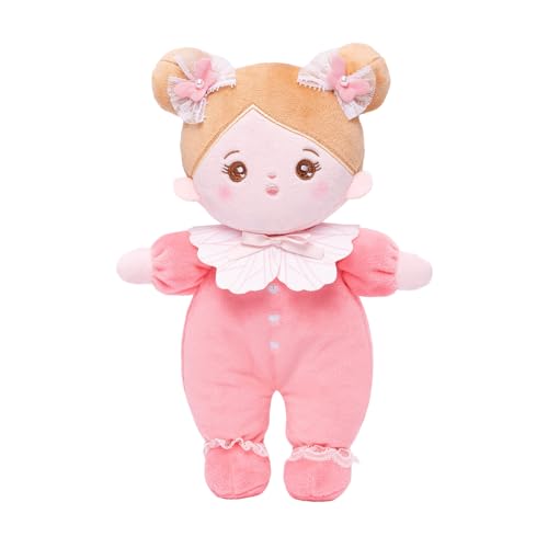 OUOZZZ Baby Puppe, Weiche Stoffpuppe mit Kleidung, Rosa Schleife Mini-Puppe Kuschelpuppe für Kinder ab 3 Monaten - Baby Geschenk zur Geburt Mädchen Jungen, 25cm OUOZZZ Baby Puppe, Weiche Stoffpuppe mit Kleidung, Rosa Schleife Mini-Puppe Kuschelpuppe für Kinder ab 3 Monaten - Baby Geschenk zur Geburt Mädchen Jungen, 25cm von OUOZZZ