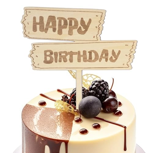Kuchendekoration "Happy Birthday" aus Holz, Holzmaserung, Kuchendekoration, Foto-Requisite, Jubiläum/Geburtstag. Tortenaufsatz Kuchendekoration "Happy Birthday" aus Holz, Holzmaserung, Kuchendekoration, Foto-Requisite, Jubiläum/Geburtstag. Tortenaufsatz von OUR FANDA