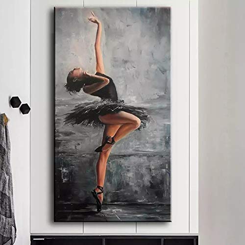 Figur Kunst Ballett Tänzerin Elegante Leinwand Gemälde Moderne Wandkunst Poster Drucke für Wohnzimmer Dekoration Bilder 60x120cm Rahmenlos von OUSHION ART