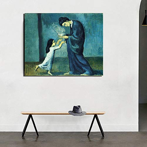 Pablo Picasso Blaue Periode Kunst Leinwand Gemälde Poster Drucke Marmor Wandkunst Malerei Bilder Moderne Heimdekoration 70x84 cm Rahmenlos von OUSHION ART
