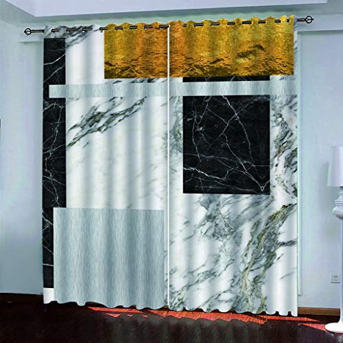 3D Marmormuster-Design He Gardinen Mit Ösen 2Er Set Drucken Vorhänge 234x230Cm Modern Wohnzimmer Polyester Küche Fenster Schlafzimmer Weich Verdunklungsvorhänge Thermo Blickdichte von OUSIKA