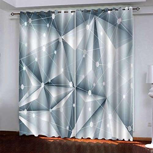 Gardinen Schlafzimmer Kreative Dreidimensionale Dreiecke Wohnzimmer Verdunkelungsvorhang 3D Mode Muster Blickdicht Vorhänge Kinderzimmer Thermovorhang Mit Ösen 180x250Cm 2Er Set Fensterdekoration von OUSIKA