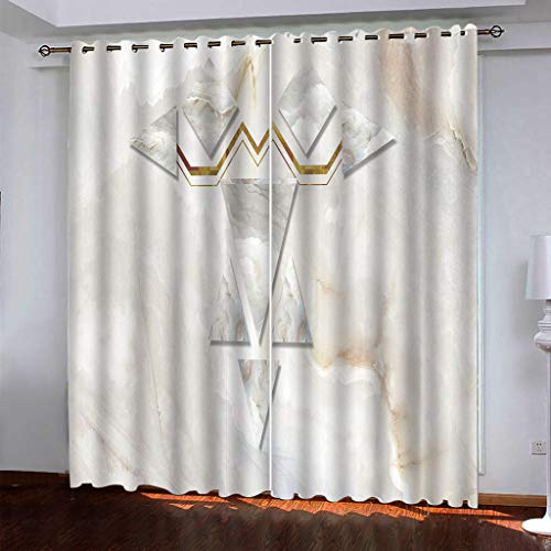 Gardinen Schlafzimmer Marmormuster-Kreativität Wohnzimmer Verdunkelungsvorhang 3D Mode Muster Blickdicht Vorhänge Kinderzimmer Thermovorhang Mit Ösen 180x250Cm 2Er Set Fensterdekoration von OUSIKA