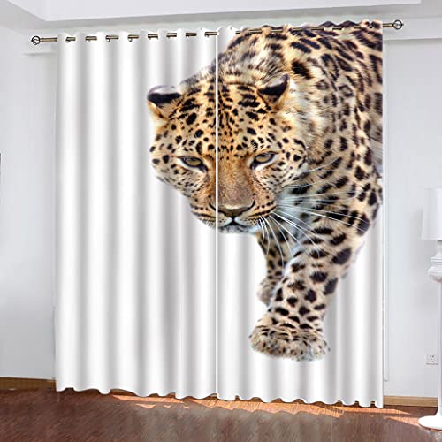 Gardinen Schlafzimmer Tier Leopard Muster Wohnzimmer Verdunkelungsvorhang 3D Mode Muster Blickdicht Vorhänge Kinderzimmer Thermovorhang Mit Ösen 180x250Cm 2Er Set Fensterdekoration von OUSIKA