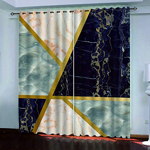 OUSIKA 3D Marmorstruktur-Kunst Gardinen Mit Ösen Set Drucken Vorhänge Modern Wohnzimmer Polyester Gardinen 140x240Cm Küche Fenster Schlafzimmer Blickdichte Dekor Für Jungs Jugendliche von OUSIKA