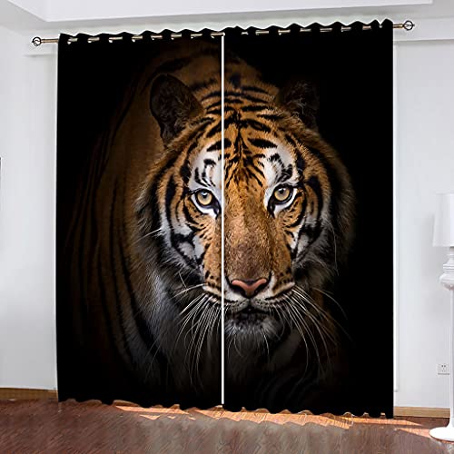 OUSIKA 3D Tier Tiger Kunst He Gardinen Mit Ösen 2Er Set Drucken Vorhänge 234x230Cm Modern Wohnzimmer Polyester Küche Fenster Schlafzimmer Weich Verdunklungsvorhänge Thermo Blickdichte von OUSIKA