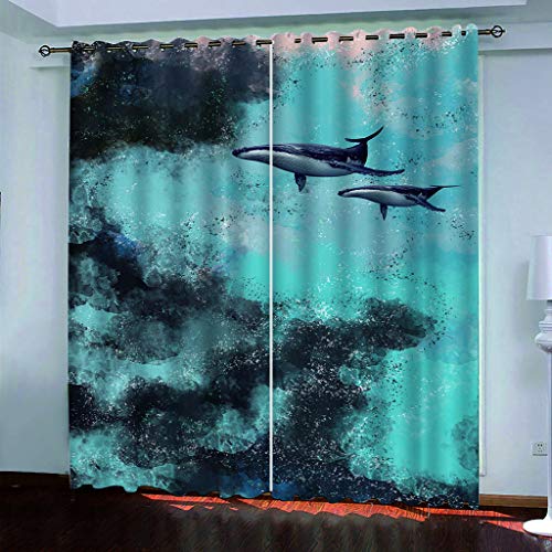 OUSIKA 3D Tier Wal Abstrakte Graffiti Gardinen Mit Ösen Set Drucken Vorhänge Modern Wohnzimmer Polyester Gardinen 140x240Cm Küche Fenster Schlafzimmer Blickdichte Dekor Für Jungs Jugendliche von OUSIKA