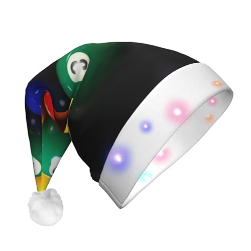 OUSIKA Bunte Billard-Weihnachtsmannmütze, lustige Plüsch-Weihnachtsmütze mit bunten LED-Lichtern, für Erwachsene, leuchtende Hüte für Neujahr, festliche Partyzubehör von OUSIKA