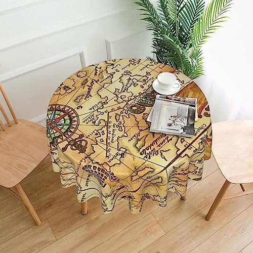 OUSIKA Runde Tischdecke mit alter Schatzkarte, waschbar, für drinnen und draußen, Dekoration, Tischdecke, 152,4 cm, für Küche OUSIKA Runde Tischdecke mit alter Schatzkarte, waschbar, für drinnen und draußen, Dekoration, Tischdecke, 152,4 cm, für Küche von OUSIKA