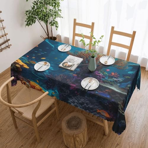 OUSIKA Sea Life Tischdecke, flecken- und knitterfrei, rechteckig, waschbar, Tischdecke für Küche, Esszimmer, Tischdekoration, 137 x 183 cm von OUSIKA