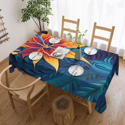 OUSIKA Tischdecke mit tropischem Blättermuster für Tribal-Design, flecken- und knitterfrei, rechteckig, waschbar, Tischdecke für Küche, Esszimmer, Tischdekoration, 137 x 183 cm von OUSIKA