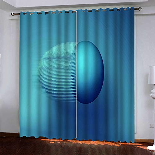 OUSIKA Vorhang Dekorative Für Schlafzimmer Wohnzimme 250x200Cm Drucken Modernes Kunstmuster Gedruckt 3D Kreative Blaue Kugelkunst Bedruckte Vorhänge Für Kinderzimmer Thermo-Isoliert Set Mit 2 Bahnen von OUSIKA