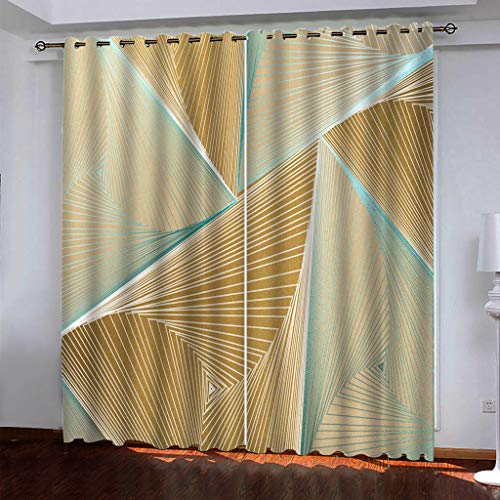 OUSIKA Vorhang Dekorative Für Schlafzimmer Wohnzimme 250x200Cm Drucken Modernes Kunstmuster Gedruckt 3D Kreative Streifenkunst Bedruckte Vorhänge Für Kinderzimmer Thermo-Isoliert Set Mit 2 Bahnen von OUSIKA