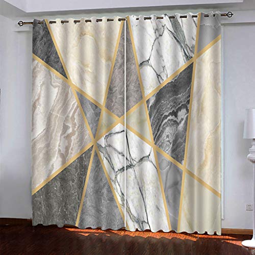 OUSIKA Vorhang Dekorative Für Schlafzimmer Wohnzimme 250x200Cm Drucken Modernes Kunstmuster Gedruckt 3D Marmor Goldtextur Bedruckte Vorhänge Für Kinderzimmer Thermo-Isoliert Set Mit 2 Bahnen von OUSIKA