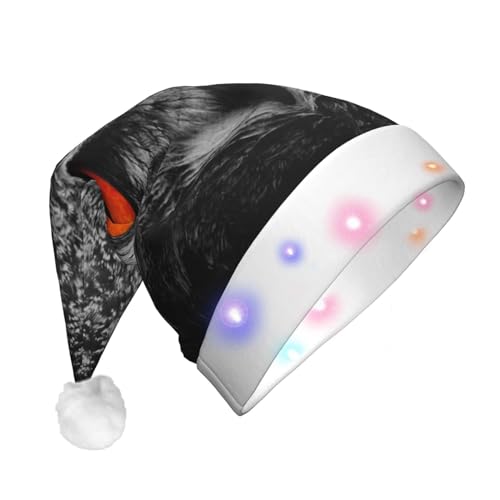 OUSIKA Weihnachtsmütze mit Eulenaugen, lustige Plüsch-Weihnachtsmütze mit bunten LED-Lichtern, für Erwachsene, leuchtende Hüte für Neujahr, festliche Partyzubehör von OUSIKA