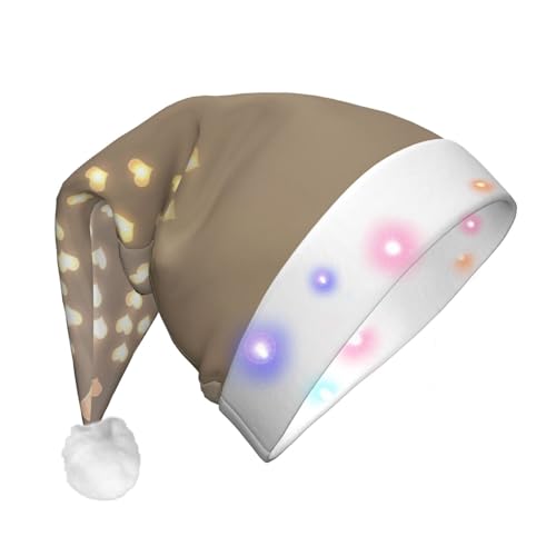 OUSIKA Weihnachtsmütze mit Herz-Motiv, lustige Plüsch-Weihnachtsmütze mit bunten LED-Lichtern, für Erwachsene, leuchtende Hüte für Neujahr, festliche Partyzubehör von OUSIKA