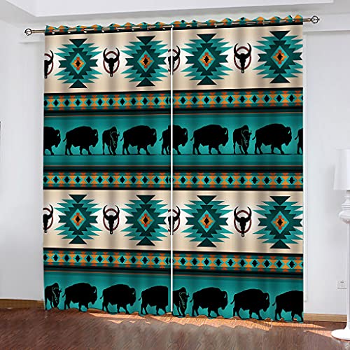 Schlafzimmervorhänge 160x200Cm Bedruckte Sonnenschutzvorhänge, Fenster 3D Tier Kuh Grünes Muster Vorhang Blickdicht Mit Ösen Für Gardinen Geeignet Für Balkon, Wohnzimmer, Kinderzimmer von OUSIKA