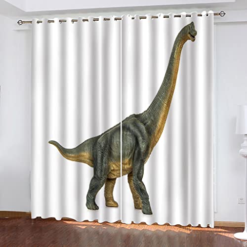 Thermovorhang Fensterdekoration 3D Tier Dinosaurier Weißer Hintergrund Must Vorhang Blickdicht Gardinen Kinderzimmer 280x160Cm Schlafzimmer Verdunkelungsvorhang Vorhänge Wohnzimmer Muster Ösen 2Er S von OUSIKA