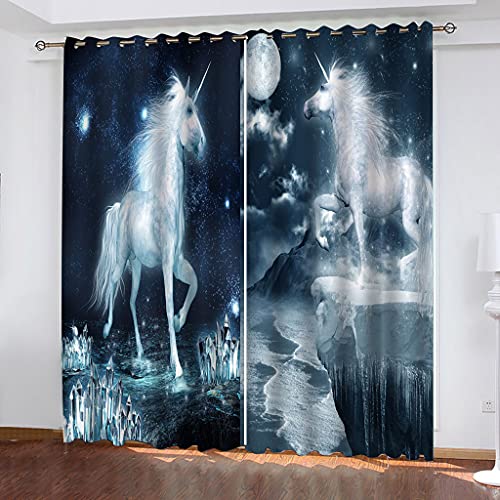 Thermovorhang Fensterdekoration 3D Tier Pferd Gletscher Schneelandschaft Must Vorhang Blickdicht Gardinen Kinderzimmer 280x160Cm Schlafzimmer Verdunkelungsvorhang Vorhänge Wohnzimmer Muster Ösen 2Er von OUSIKA
