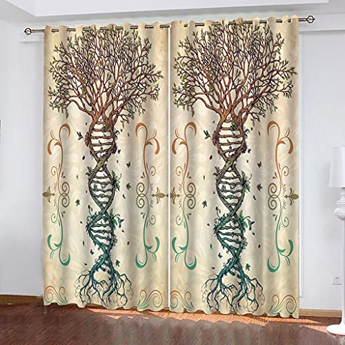 Vorhänge Wohnzimmer Blickdicht Gardinen 3D Kreativer Lianendruck Verdunkelungsvorhang Schlafzimmer Kinderzimmer Thermovorhang Fensterdekoration 200x200Cm Muster 2Set Für Jungs Jugendliche von OUSIKA