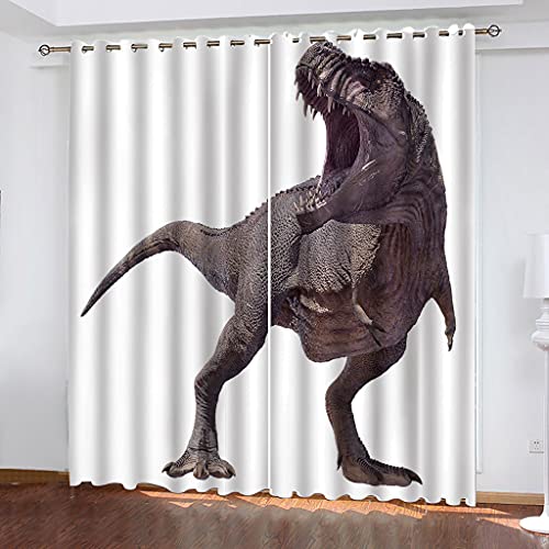 Vorhänge Wohnzimmer Blickdicht Gardinen 3D Tier Dinosaurier Druckmuster Verdunkelungsvorhang Schlafzimmer Kinderzimmer Thermovorhang Fensterdekoration 200x200Cm Muster 2Set Für Jungs Jugendliche von OUSIKA