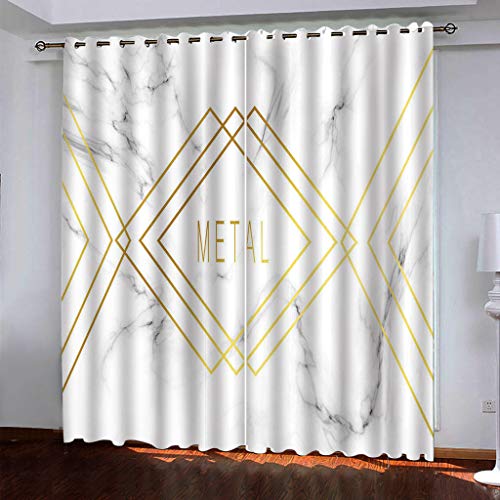Vorhang Blickdicht Mit Ösen Marmor Goldlinien 3D Muster Verdunklungsvorhänge 2 Stück Isolierung Kinder Wärmedämmende Und Geräuschreduzierende 140x160Cm Für Wohnzimmer Schlafzimmer von OUSIKA