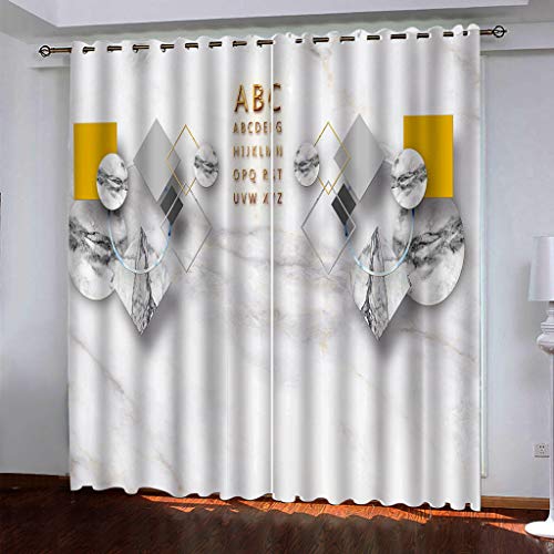 Vorhang Blickdicht Mit Ösen Marmortextur 3D Muster Verdunklungsvorhänge 2 Stück Isolierung Kinder Wärmedämmende Und Geräuschreduzierende 140x160Cm Für Wohnzimmer Schlafzimmer von OUSIKA