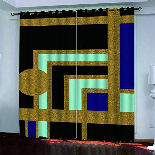Vorhang Blickdicht Mit Ösen Schattierung Gardienen 3D Kreative Goldene Drucke Druck Muster Verdunklungsvorhänge Isolierung Kinder Blackout Curtain Für Wohnzimmer Schlafzimmer 200x160Cm Modernes von OUSIKA