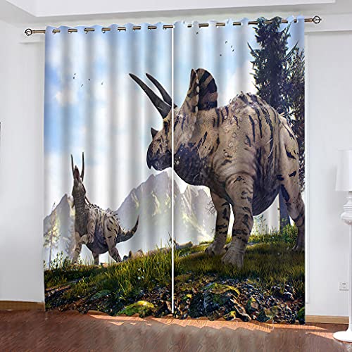 Vorhang Blickdicht Mit Ösen Schattierung Gardienen 3D Tier Dinosaurier Muster Druck Muster Verdunklungsvorhänge Isolierung Kinder Blackout Curtain Für Wohnzimmer Schlafzimmer 200x160Cm Modernes von OUSIKA