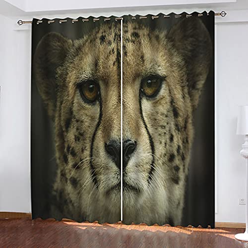 Vorhang Blickdicht Mit Ösen Schattierung Gardienen 3D Tier Gepard Druck Muster Verdunklungsvorhänge Isolierung Kinder Blackout Curtain Für Wohnzimmer Schlafzimmer 200x160Cm Modernes von OUSIKA