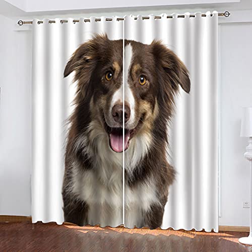 Vorhang Blickdicht Mit Ösen Schattierung Gardienen 3D Tier Hund Muster Druck Muster Verdunklungsvorhänge Isolierung Kinder Blackout Curtain Für Wohnzimmer Schlafzimmer 200x160Cm Modernes von OUSIKA