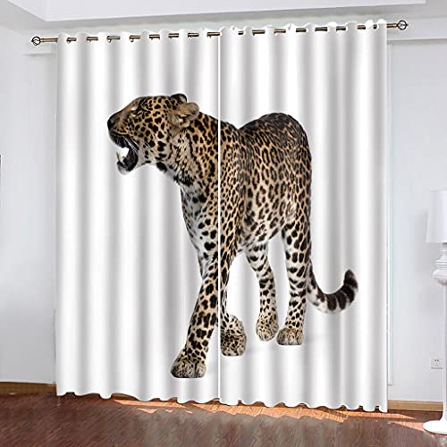 Vorhang Blickdicht Mit Ösen Schattierung Gardienen 3D Tier Leopard Druck Muster Verdunklungsvorhänge Isolierung Kinder Blackout Curtain Für Wohnzimmer Schlafzimmer 200x160Cm Modernes von OUSIKA
