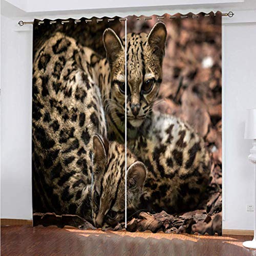 Vorhang Blickdicht Mit Ösen Schattierung Gardienen 3D Tier Leopard Druck Muster Verdunklungsvorhänge Isolierung Kinder Blackout Curtain Für Wohnzimmer Schlafzimmer 200x160Cm Modernes von OUSIKA