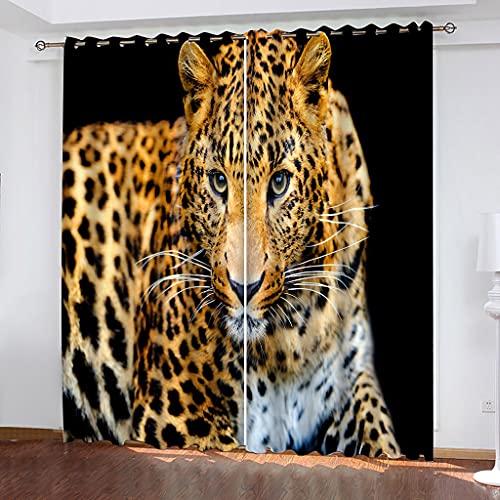 Vorhang Blickdicht Mit Ösen Schattierung Gardienen 3D Tier Leopard-Idee Druck Muster Verdunklungsvorhänge Isolierung Kinder Blackout Curtain Für Wohnzimmer Schlafzimmer 200x160Cm Modernes von OUSIKA