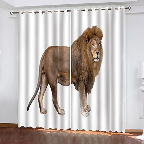 Vorhang Blickdicht Mit Ösen Schattierung Gardienen 3D Tier Löwe Druck Muster Verdunklungsvorhänge Isolierung Kinder Blackout Curtain Für Wohnzimmer Schlafzimmer 200x160Cm Modernes von OUSIKA