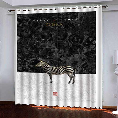 Vorhang Blickdicht Mit Ösen Schattierung Gardienen 3D Tier Zebra-Muster Druck Muster Verdunklungsvorhänge Isolierung Kinder Blackout Curtain Für Wohnzimmer Schlafzimmer 200x160Cm Modernes von OUSIKA
