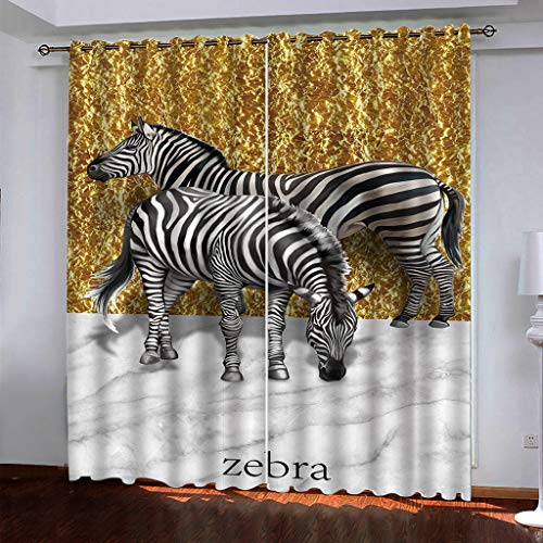 Vorhang Blickdicht Mit Ösen Tier Zebra 3D Muster Verdunklungsvorhänge 2 Stück Isolierung Kinder Wärmedämmende Und Geräuschreduzierende 140x160Cm Für Wohnzimmer Schlafzimmer von OUSIKA