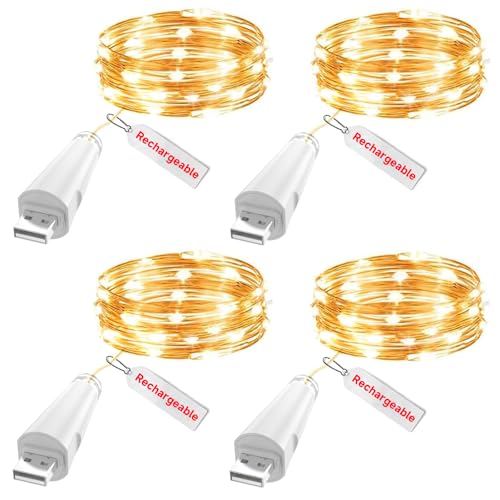 OUSMIN Wiederaufladbare Lichterkette mit 20 LEDs, batteriebetrieben, für Einmachgläser, Hochzeitsdekoration, Tischdekoration, Weihnachten von OUSMIN