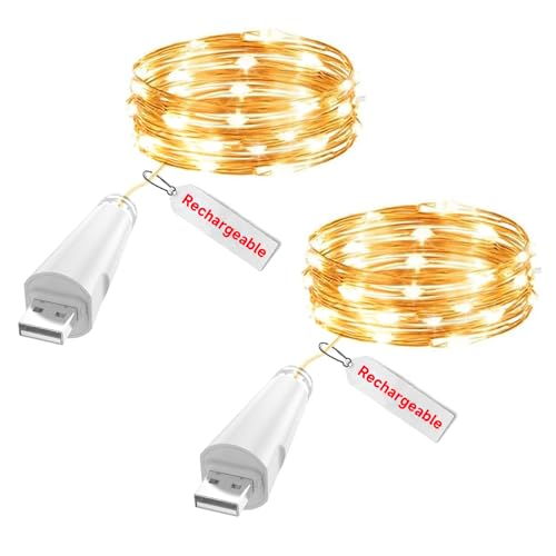 OUSMIN USB Wiederaufladbare LED Lichterkette, 2m 20er Fairy String Lights, Batteriebetrieben für Einmachgläser, Hochzeit Tischdeko & Weihnachtsdekoration(Warm+2) OUSMIN USB Wiederaufladbare LED Lichterkette, 2m 20er Fairy String Lights, Batteriebetrieben für Einmachgläser, Hochzeit Tischdeko & Weihnachtsdekoration(Warm+2) von OUSMIN