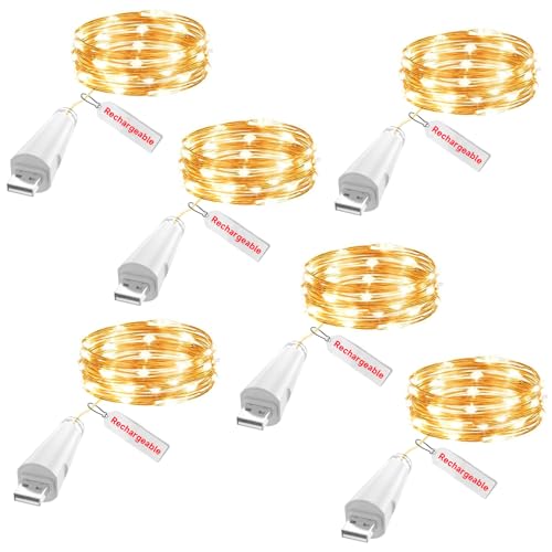 OUSMIN USB Wiederaufladbare LED Lichterkette, 2m 20er Fairy String Lights, Batteriebetrieben für Einmachgläser, Hochzeit Tischdeko & Weihnachtsdekoration(Warm+6) OUSMIN USB Wiederaufladbare LED Lichterkette, 2m 20er Fairy String Lights, Batteriebetrieben für Einmachgläser, Hochzeit Tischdeko & Weihnachtsdekoration(Warm+6) von OUSMIN