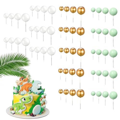 60 Stück Tortendeko Kugeln, Kuchen Dekoration Kugel, Schaumkugeln Cupcake Topper, Schaum Ball Kuchen Picks, für Hochzeit Party Geburtstag Torte Dekorieren(Grün) von OUTALIZ