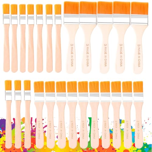 Breit Flachpinsel Set, Acryl Flachpinsel, 25 Stück Aquarell Malerpinsel, Nylonbürste Holzgriff, Hölzernen Griff Pinsel Künstler Satz für Ölgemälde, Lacke, Lasuren, DIY, Aquarell(3 Größen) von OUTALIZ