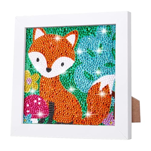 DIY Diamond Painting Set Mit Holzrahmen, Diamant Bilder Arts Craft, Tier Diamant Malerei, Set Voll Diamant Malerei Bilder, Cartoon Diamant Painting Bilder, Geeignet für Bastel Enthusiasten, 18 x 18cm von OUTALIZ